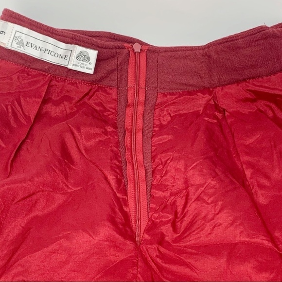 VTG Evan Picone Red Wool Pleated Midi Skirt Size 10 Side Pockets Holliday Retro - Picture 9 of 15